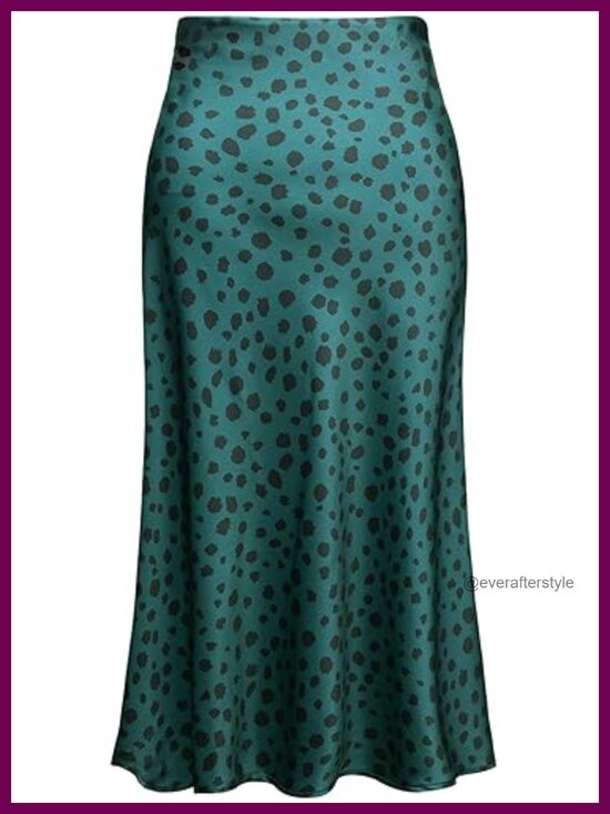 Dresses & Skirts - Silk Satin Leopard Print High Waist A-Line Midi Skirt Summer